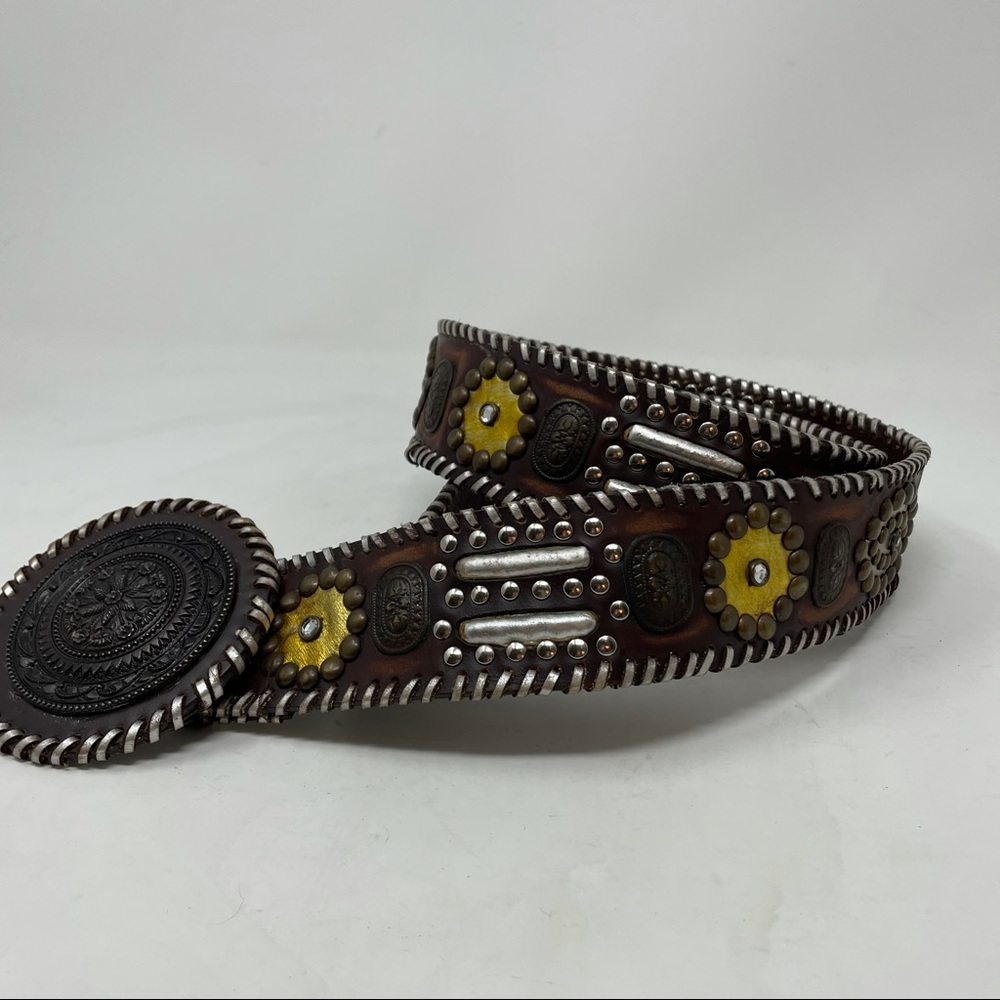 CHICO'S Wide Embellished Leather Belt Size M